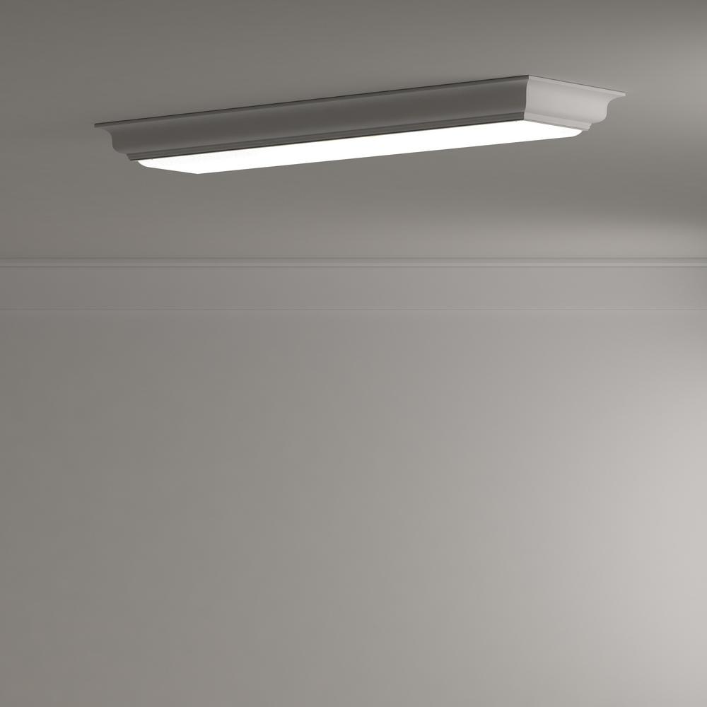 Amazon Com Lithonia Lighting 11432re Wh Cambridge Linear T8 Flush Mount Ceiling Light For Kitchen Attic Basement Home White Home Improvement