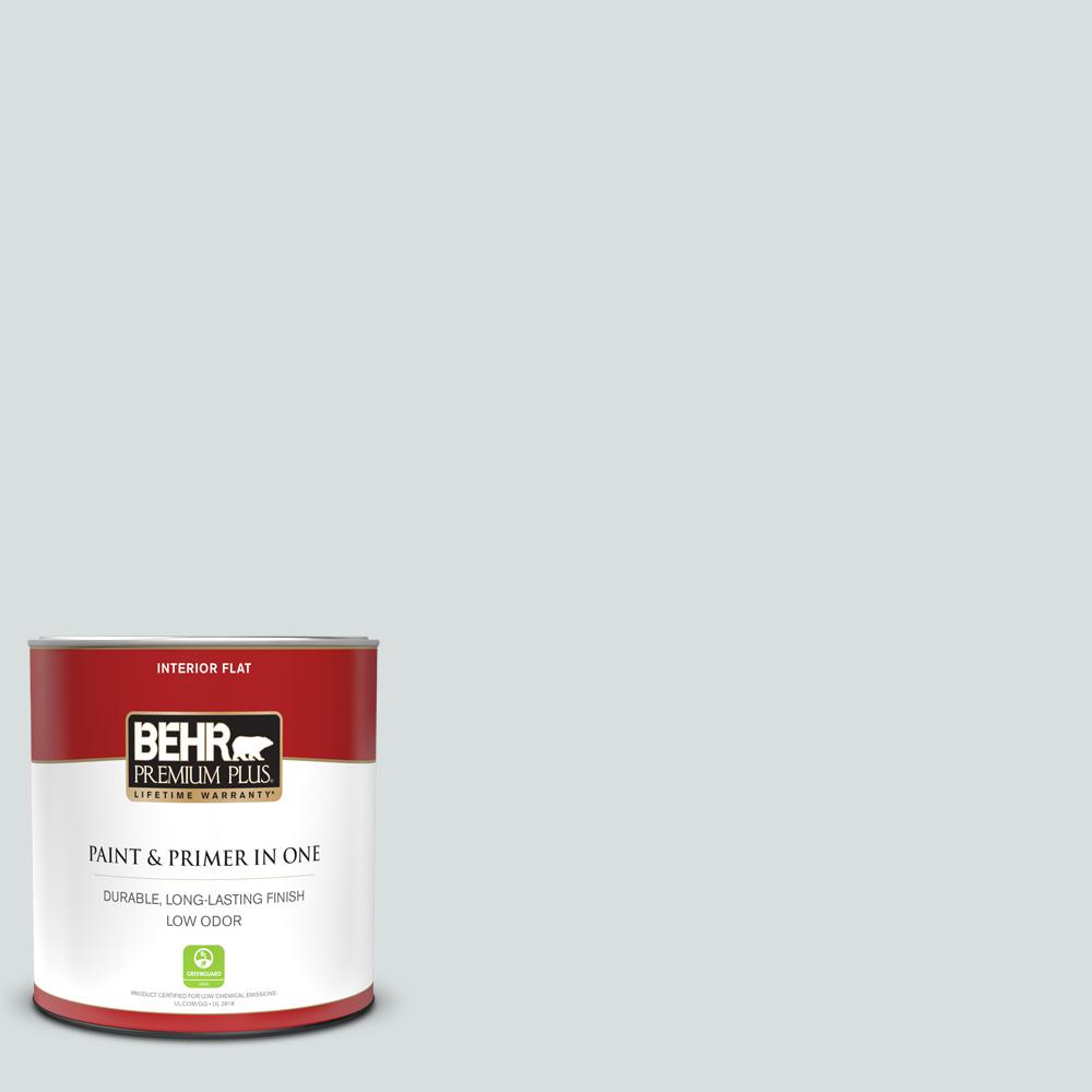 BEHR PREMIUM PLUS 1 Qt. #MQ3-50 River Veil Flat Low Odor Interior Paint ...