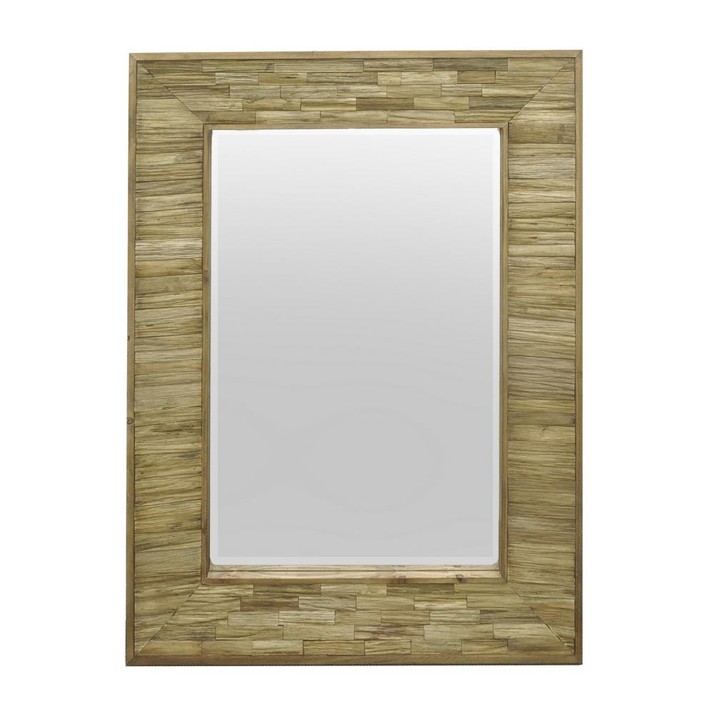Natural Wood Slatted Wall Mirror