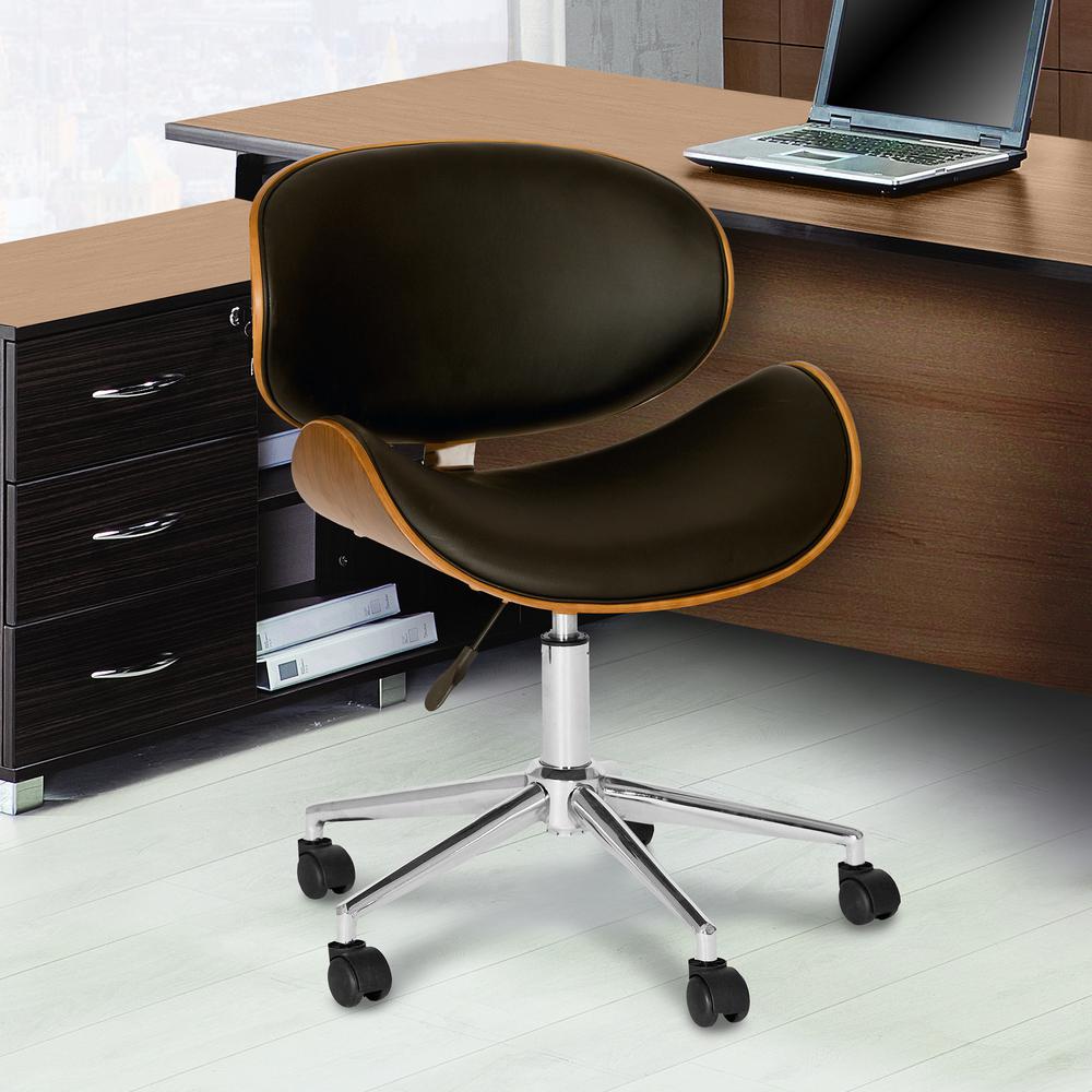 Armen Living Daphne 33 In Black Faux Leather And Chrome Finish Armen Living Daphne 33 In Black Faux Leather And Chrome Finish Modern Office Chair