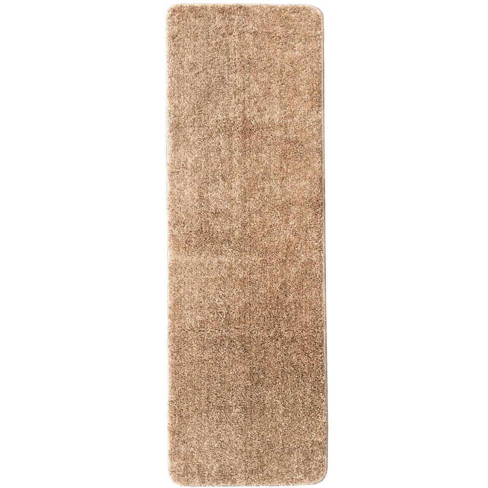 Ottomanson Solid Design Beige 2 ft. 2 in. x 6 ft. Non-Slip Bathroom ...