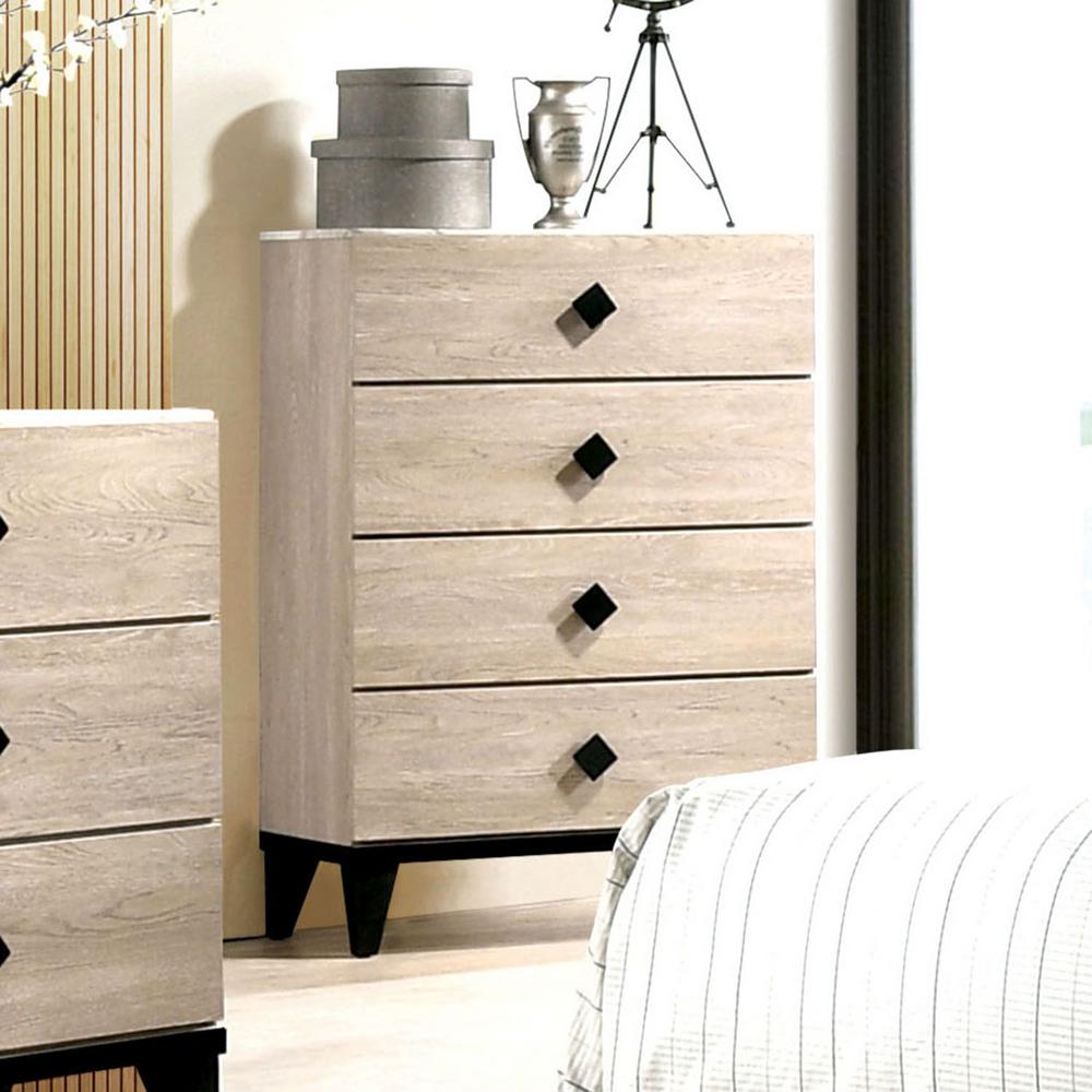 Furniture Of America Hanska 4 Drawer Beige And Espresso Chest Idf