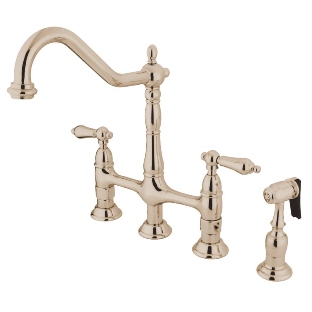 Kingston Brass Restoration 2 Handle Bridge Kitchen Faucet With