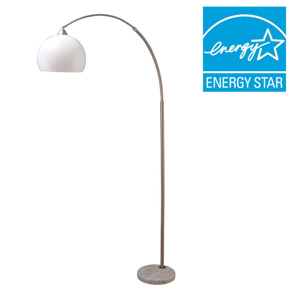 Ore International 76 In H Modern Silver Arc Floor Lamp With White