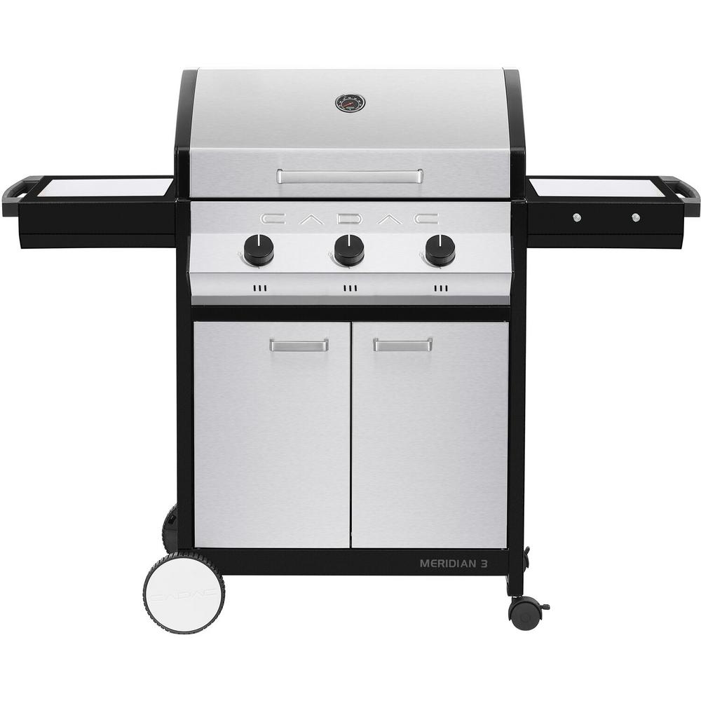 Cadac Entertainer 3Burner Propane Gas BBQ Grill in Stainless Steel with Sides Tables and Tank