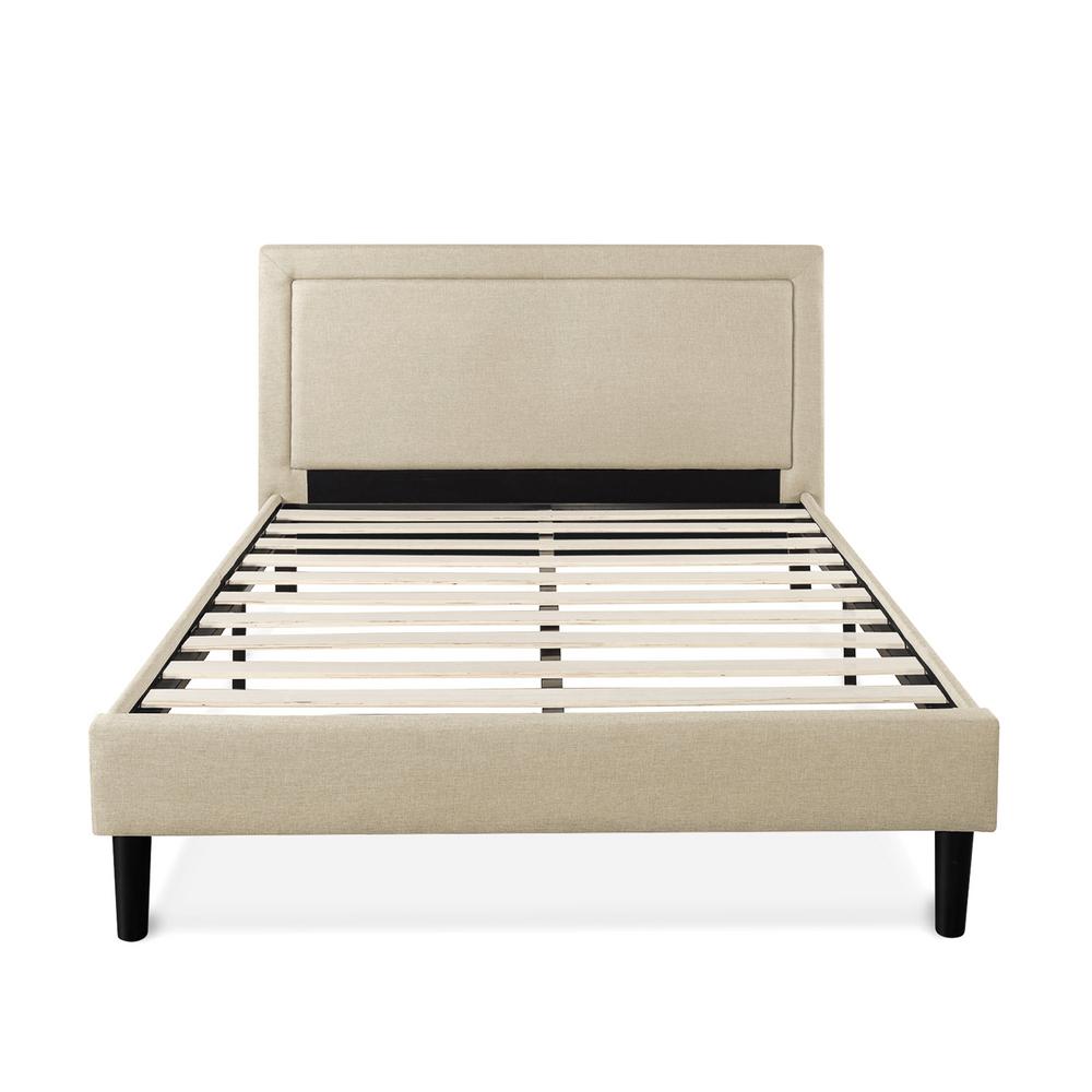 Zinus Mckenzie King Upholstered Detailed Platform Bed With Wooden Slats Hd Flpb K The Home Depot