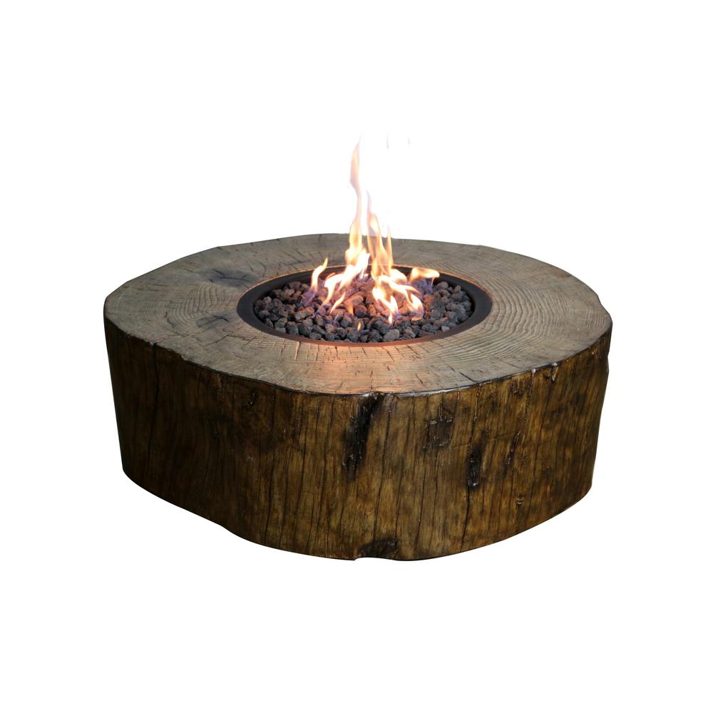 Elementi Blazing Timber 37 In Round Eco Stone Natural Gas Fire Pit Round Eco Stone Natural Gas Fire Pit In