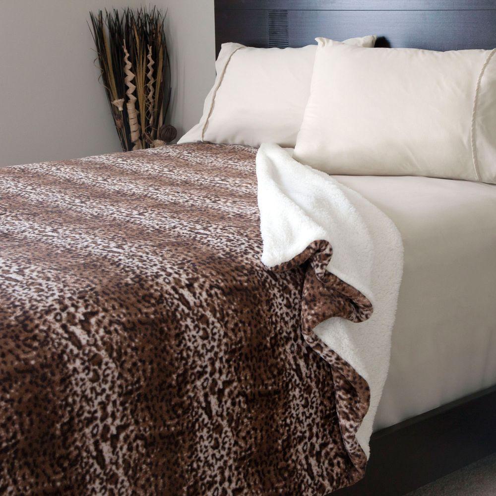 Lavish Home Mink Print Fleece/Sherpa Polyester Full/Queen Blanket61