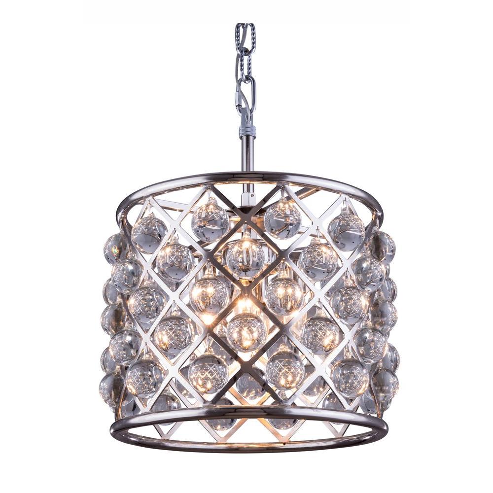 Crystal Chandeliers Lighting The Home Depot Madison 3 Light Polished Nickel Chandelier With Clear Crystal