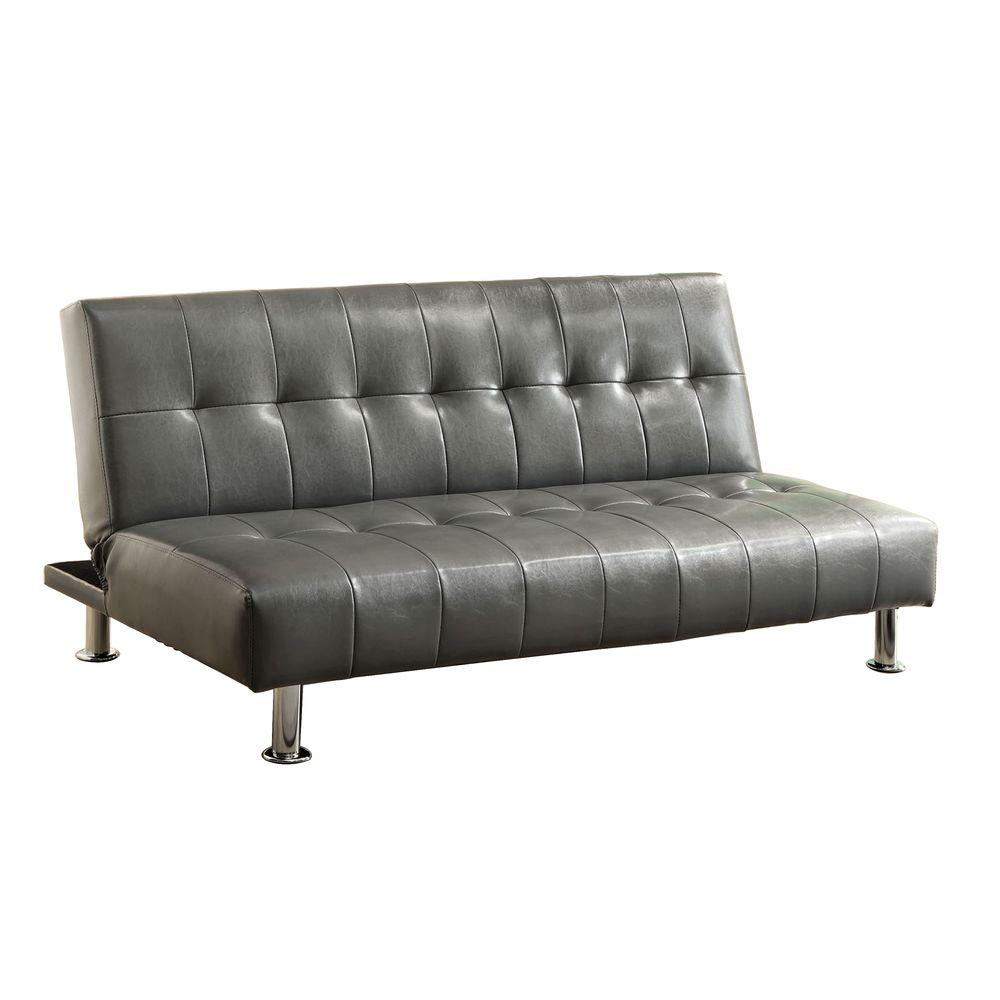 Worldwide Bulle Gray Leatherette FutonCM2669PGY The Home Depot