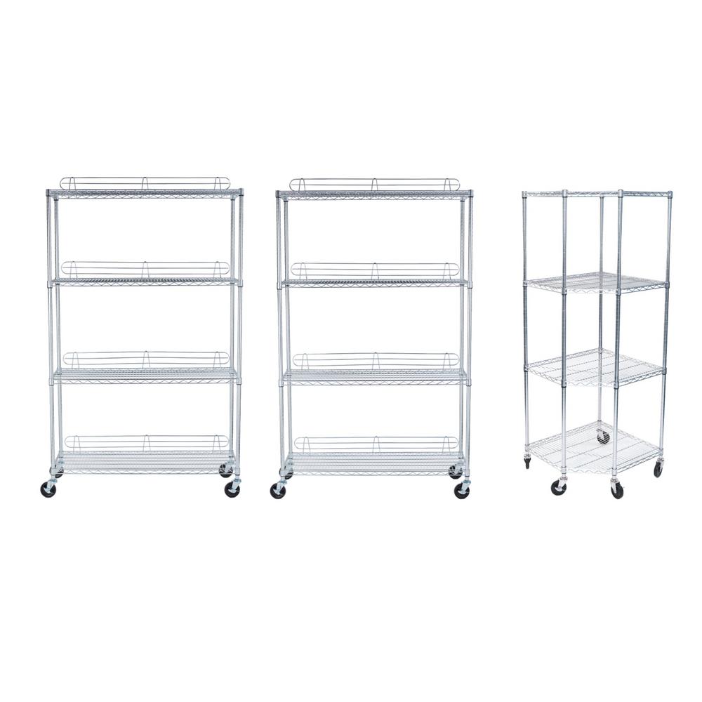 Trinity 18 In X 123 77 4 Tier Nsf Wire Shelving Unit Corner Set Chrome