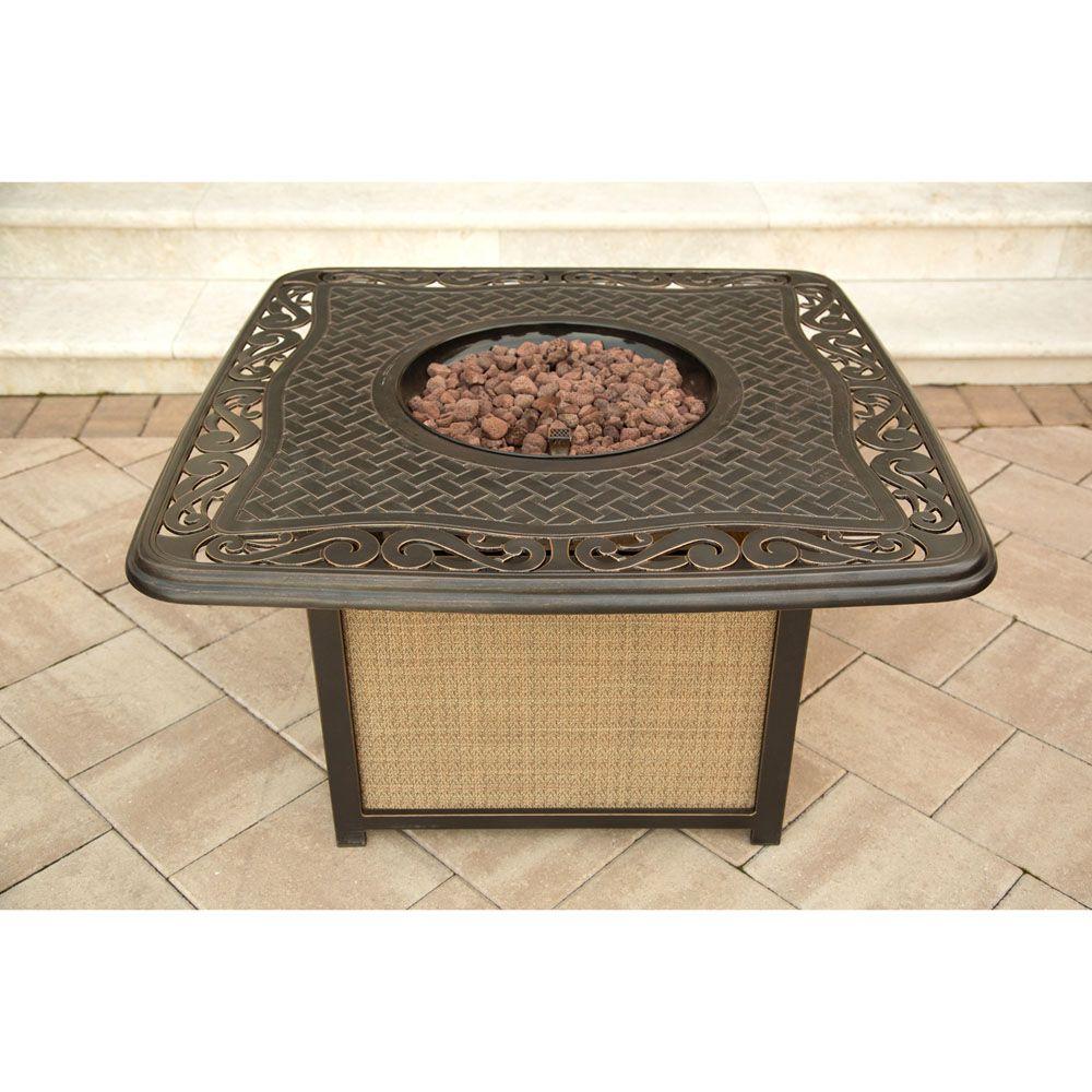 Hanover Traditions 4 Piece Patio Fire Pit Lounge Set With Cast Top