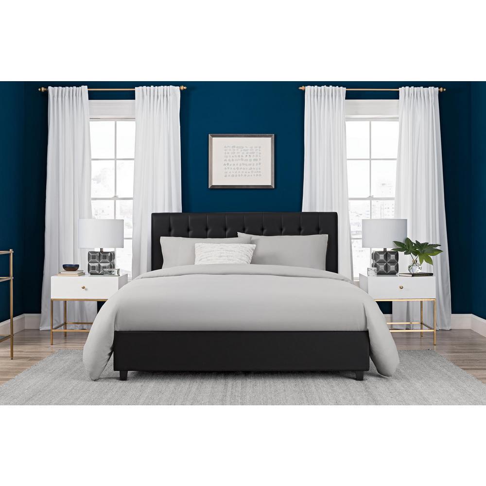 Dhp Eva Black Upholstered Faux Leather Queen Size Bed Frame De67028 The Home Depot - Black Leather Queen Size Bed Frame Dhp Eva Black Upholstered Faux Leather Queen Size Bed Frame De67028 The Home Depot - Black Leather Queen Size Bed Frame