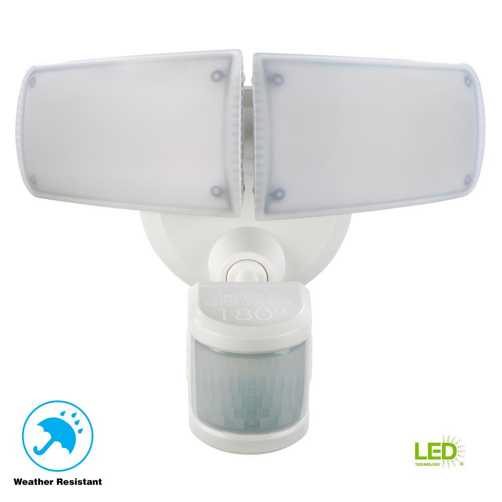 Motion Sensing Outdoor Security Lighting The 180 White Motion Activated Outdoor Integrated Led Twin Head Flood Light