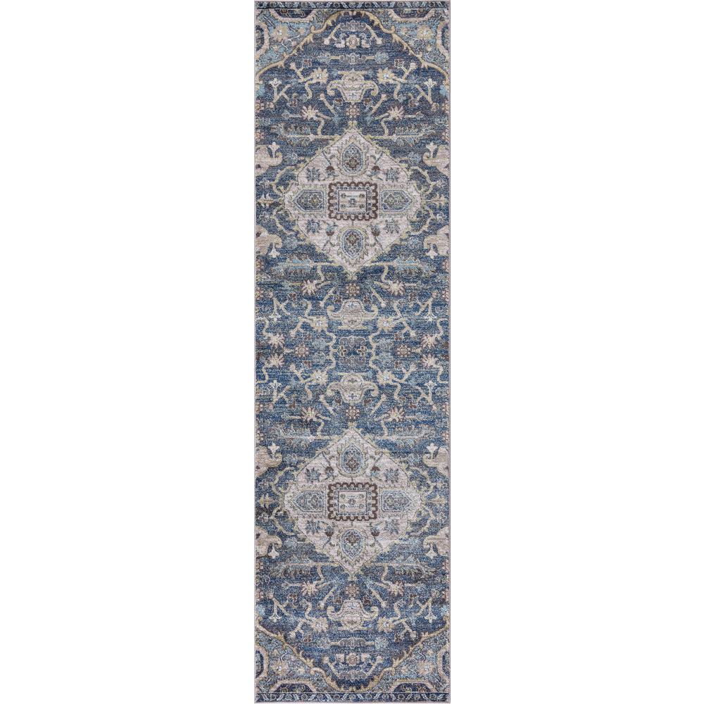 Home Decorators Collection Talya Ivory/Blue 2 ft. x 7 ft. Medallion ...