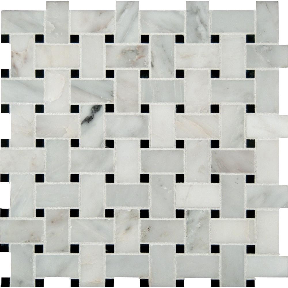 Msi Greecian White Basketweave 12 In X 10mm Polished Msi Greecian White Basketweave 12 In X 10mm Polished Marble Mesh Mounted Mosaic Tile 10 Sq Ft Case Smot Gre Bwp The Home Depot