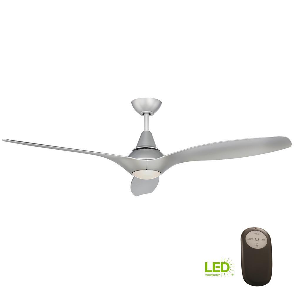 Home Decorators Collection Tidal Breeze 56 In Indoor Led Silver Ceiling Fan With Light Kit And Remote Control