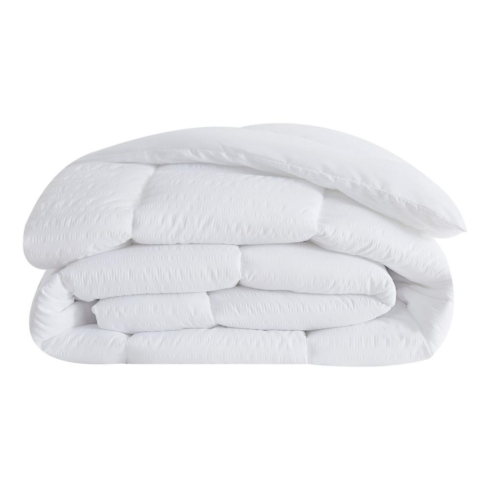 London Fog White Embossed Stripe Seersucker King Polyester Down Alternative Comforter CF2963KG 1600 The Home Depot