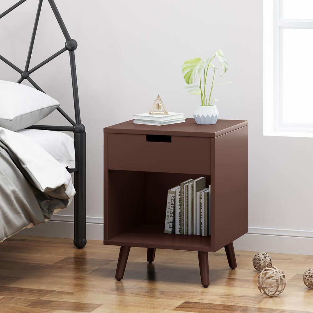 Noble House Ossian Modern Walnut Brown Wooden Accent Side Table