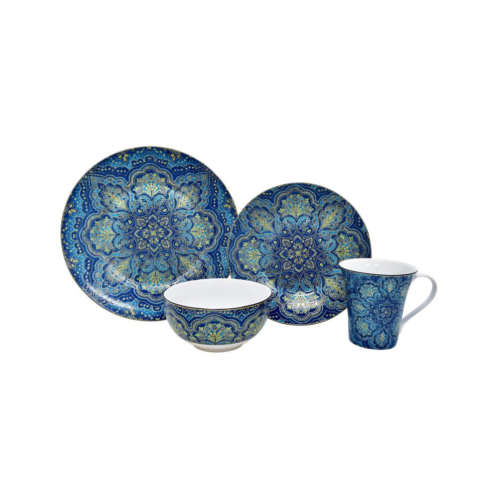 UPC 727870160701 product image for 222 Fifth Angustina Opulent Blue 16-Piece Dinnerware Set | upcitemdb.com