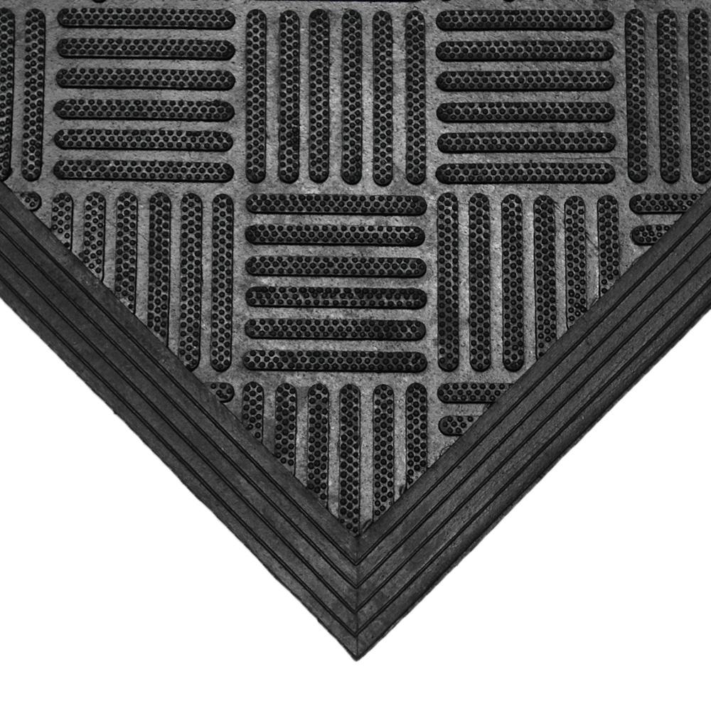 RubberCal DuraScraper Checkered 60 in. x 36 in. Black Rubber Door Mat