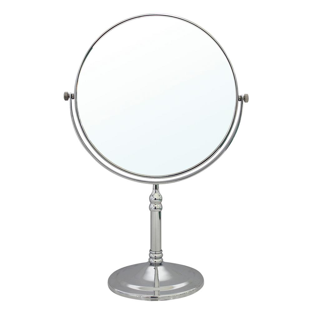 Modona 8 In 2 Sided 1x And 5x Brass 14 Counter Top Magnifying Makeup Mirror Polished Chrome