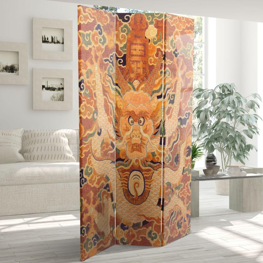 Oriental Furniture Dragon 6 ft. Printed 3Panel Room DividerCAN