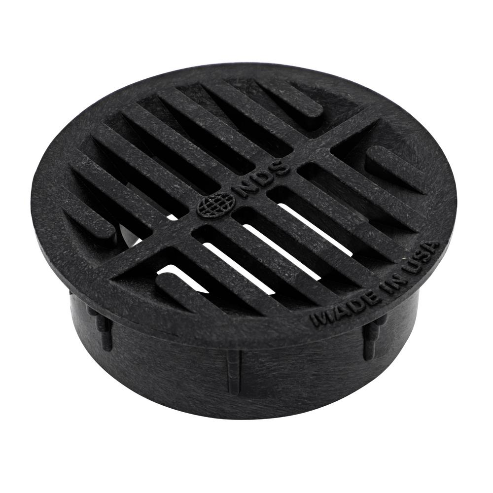 NDS 3 in. 4 in. Plastic Round Drainage Grate in Black11U The Home