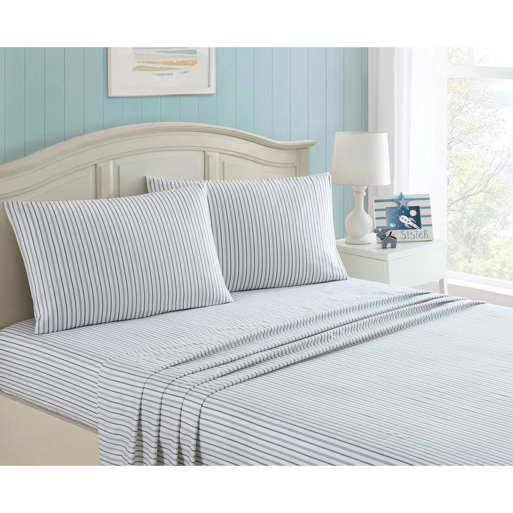 Kute Kids 4 Piece All Star Blue Striped Full Sheet Set M628283