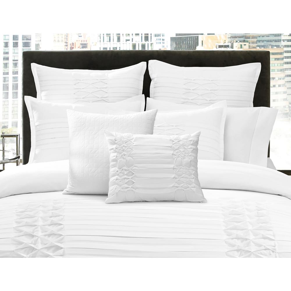 City Scene Triple Diamond 3 Piece White Solid Microfiber King Comforter Set 203271 The Home Depot