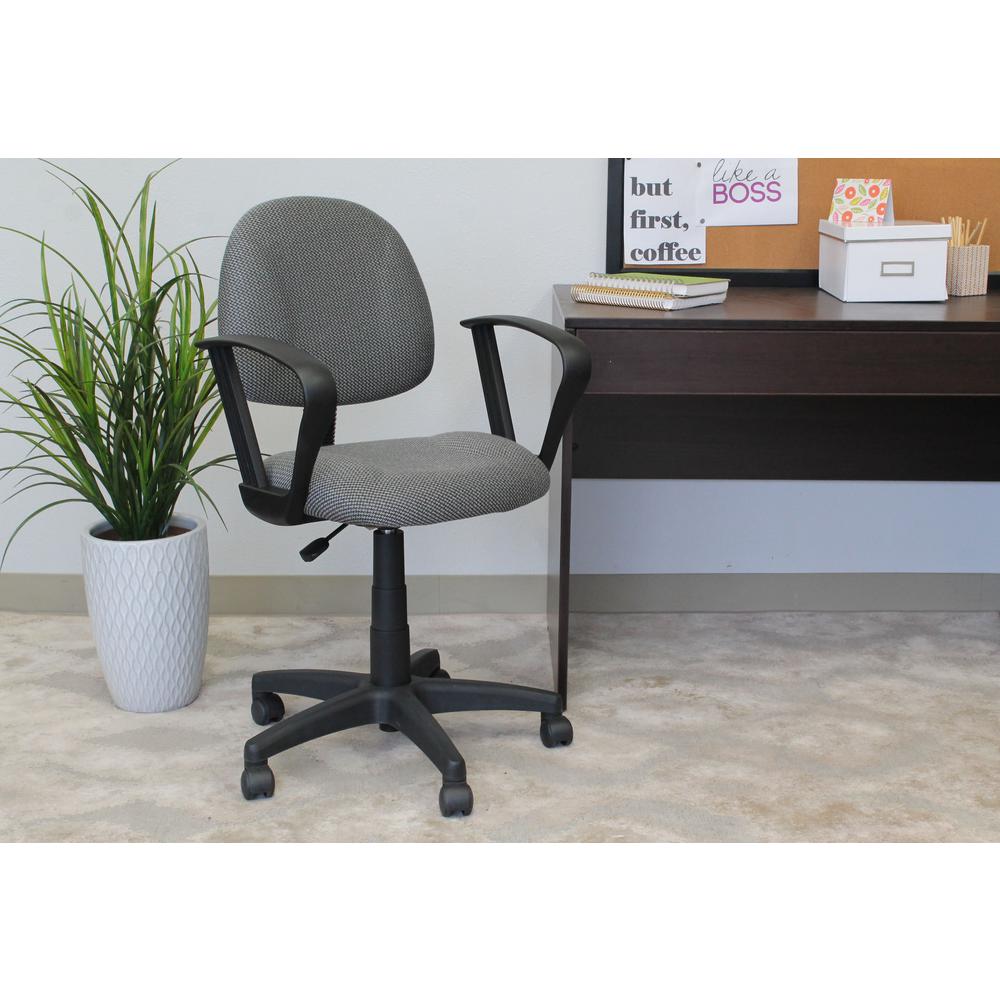 Boss Grey Deluxe Posture Chair With Loop Arms B317 Gy The Home Depot