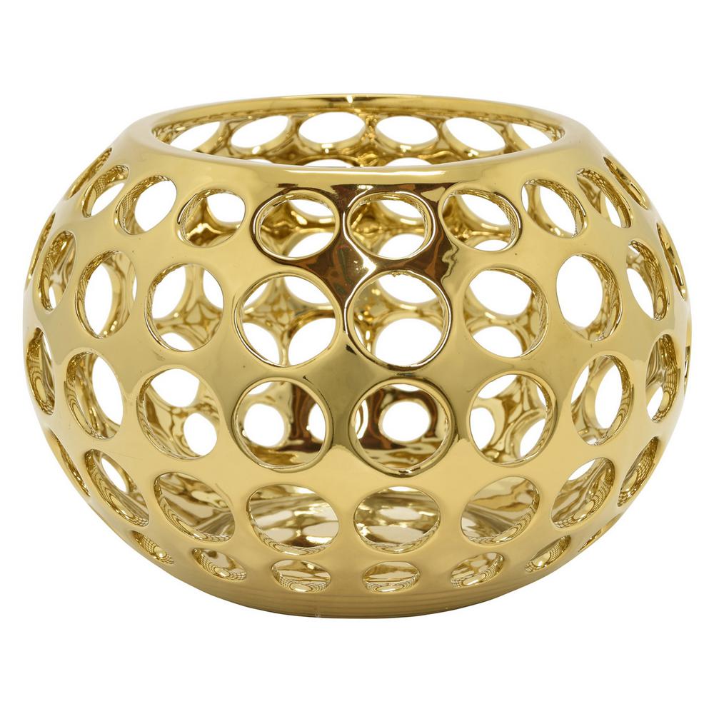 Three Hands 10 5 In X 10 5 In Decorative Pierced Gold Ceramic