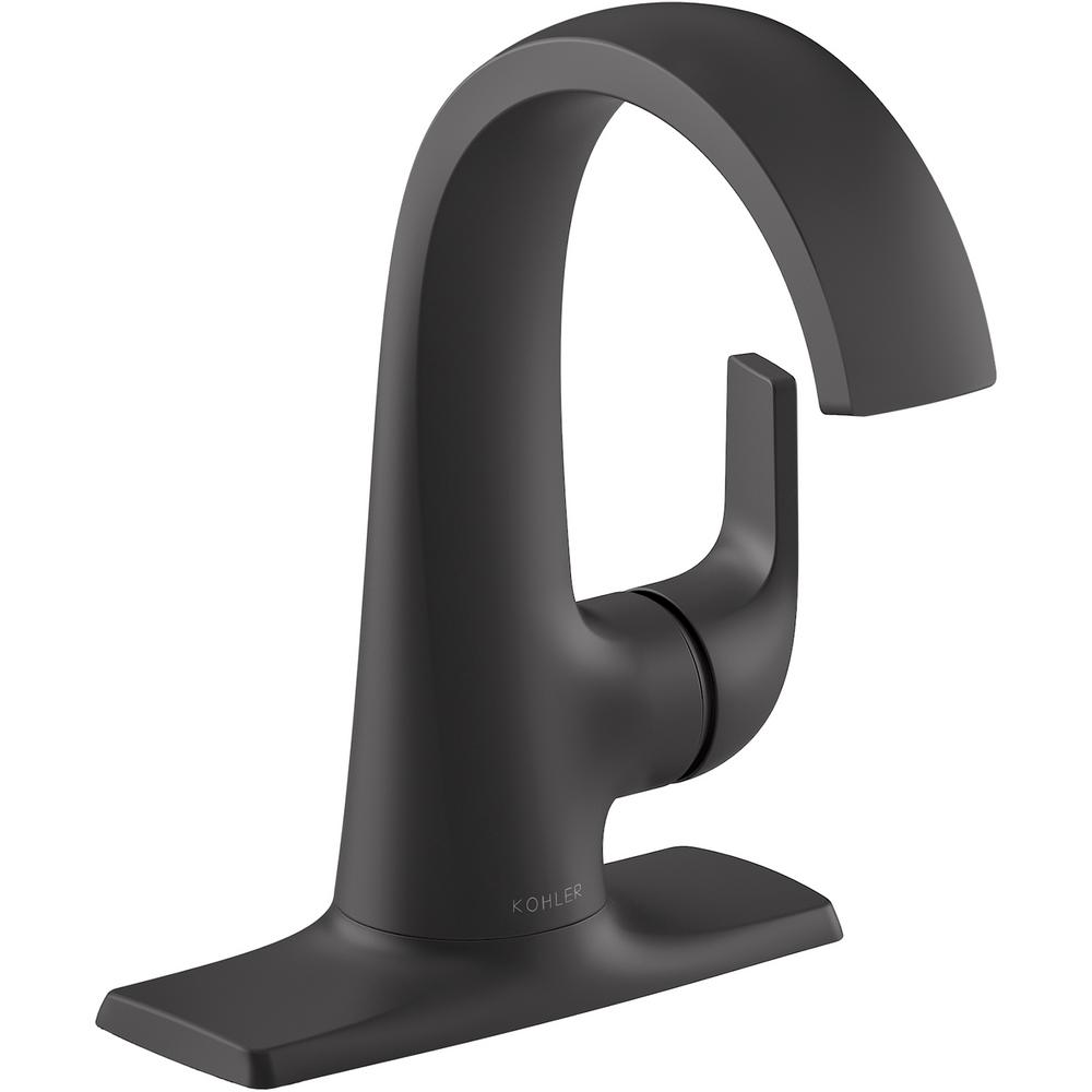 KOHLER Cursiva Single Hole SingleHandle Bathroom Faucet in Matte Black