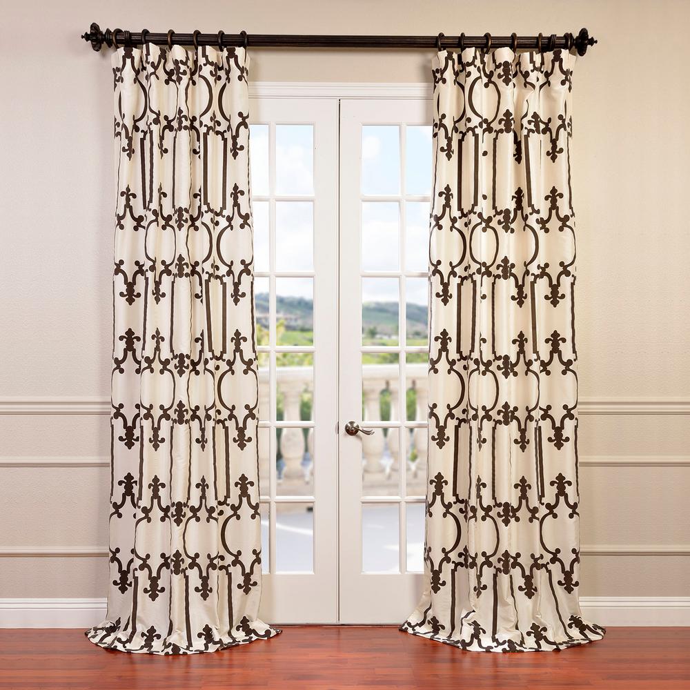 Exclusive Fabrics Furnishings Royal Gate Ivory Flocked Faux Silk