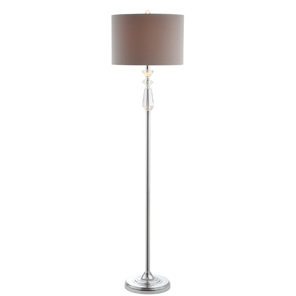 JONATHAN Y Layla 59.5 in. Clear/Chrome Crystal/Metal Floor Lamp with ...