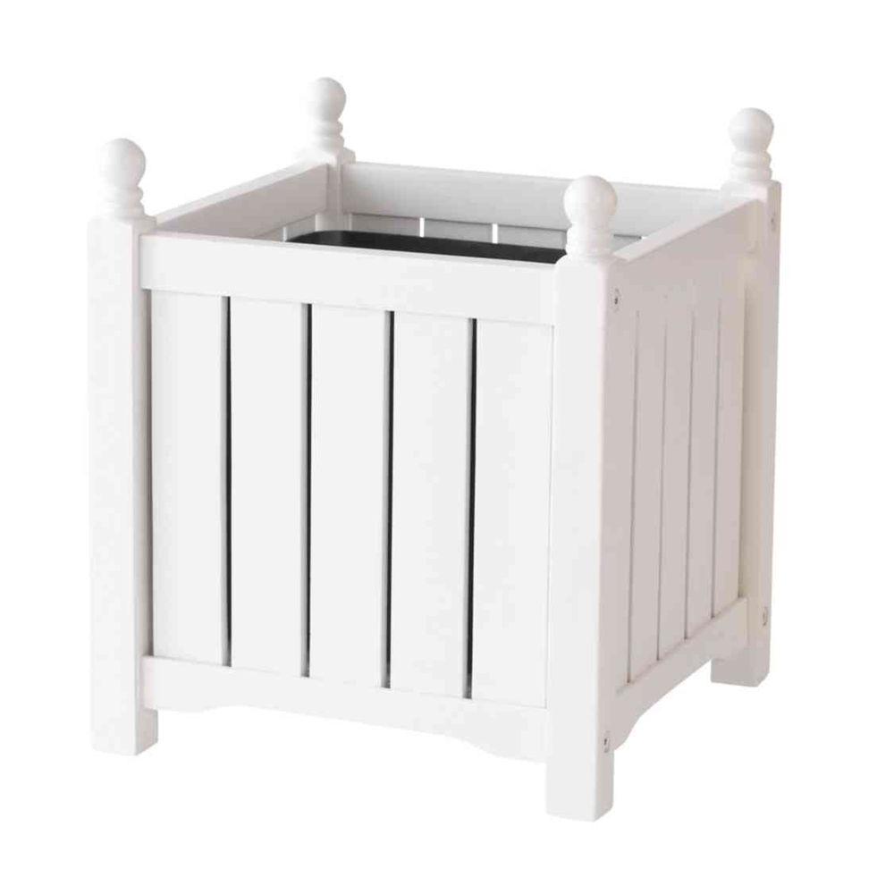 Dmc Lexington 14 In Square White Wood Planter 70302 The Home Depot Square White Wood Planter 70302