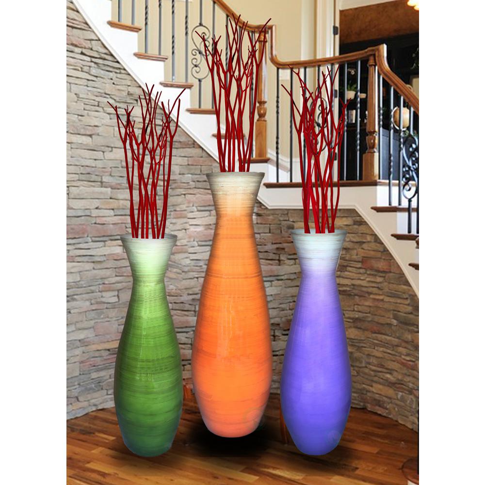 Uniquewise Tall Bamboo Floor Vases In Orange Purple And Green