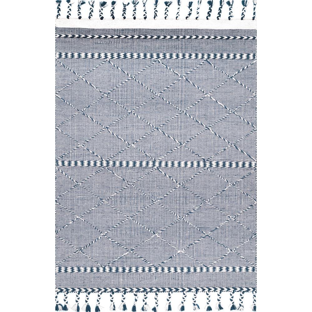nuLOOM Braided Trellis Jasmine Tassel Blue 5 ft. x 8 ft. Area Rug