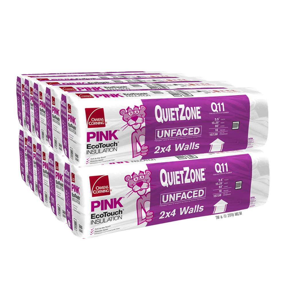 Owens Corning Quietzone Ecotouch Pink Acoustic Soundproofing Unfaced Fiberglass Insulation Batt 15 1 4 In X 93 In 10 Bags