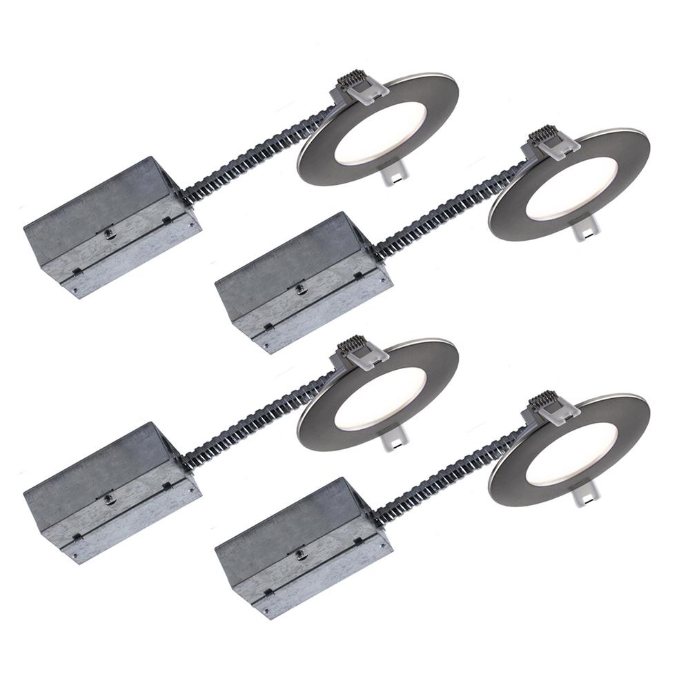 BAZZ 4 inch Slim Brushed Chrome Integrated LED Recessed Fixture Kit (4-Pack) by BAZZ