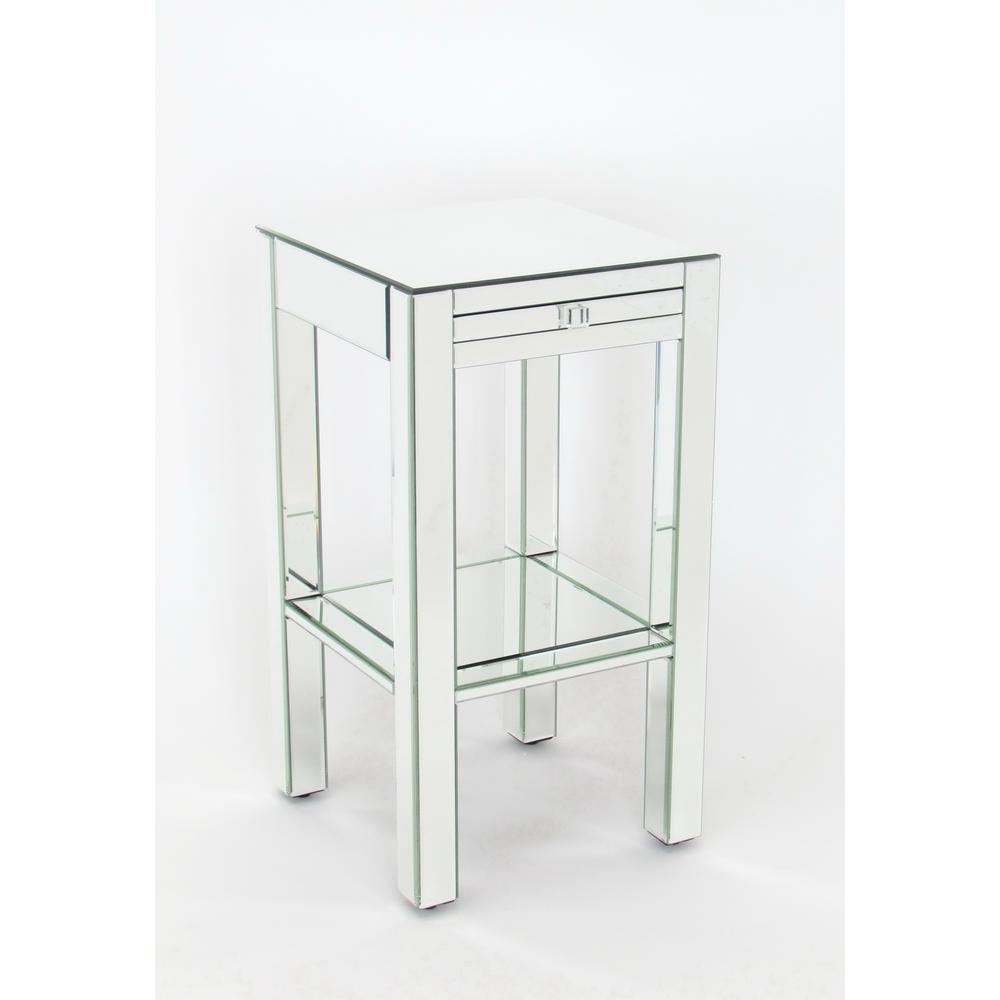 Clear Beveled Mirror Side Table