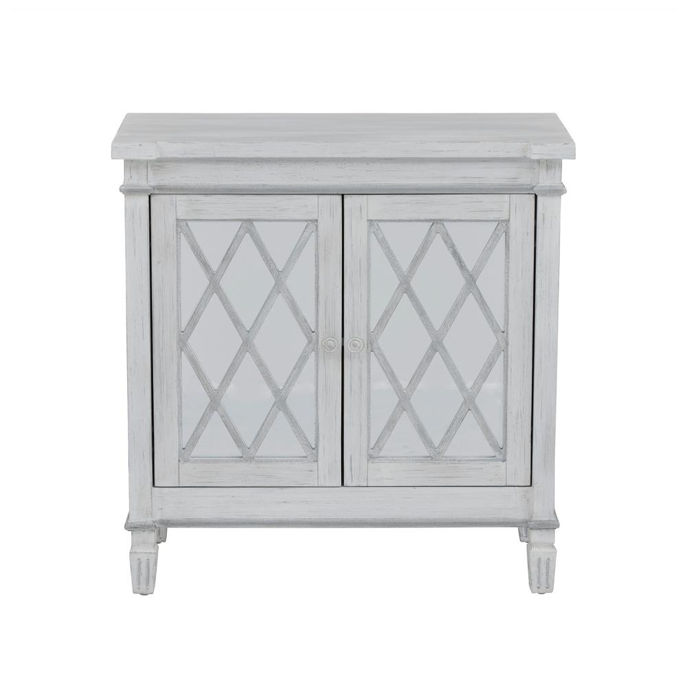 Homefare Muntin Mirrored White 2 Door Accent Chest Ds D229 019 The Homefare Muntin Mirrored White 2 Door Accent Chest