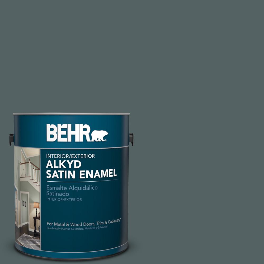 BEHR 1 gal. Home Decorators Collection HDCAC25 Blue Metal Satin Enamel Alkyd Interior