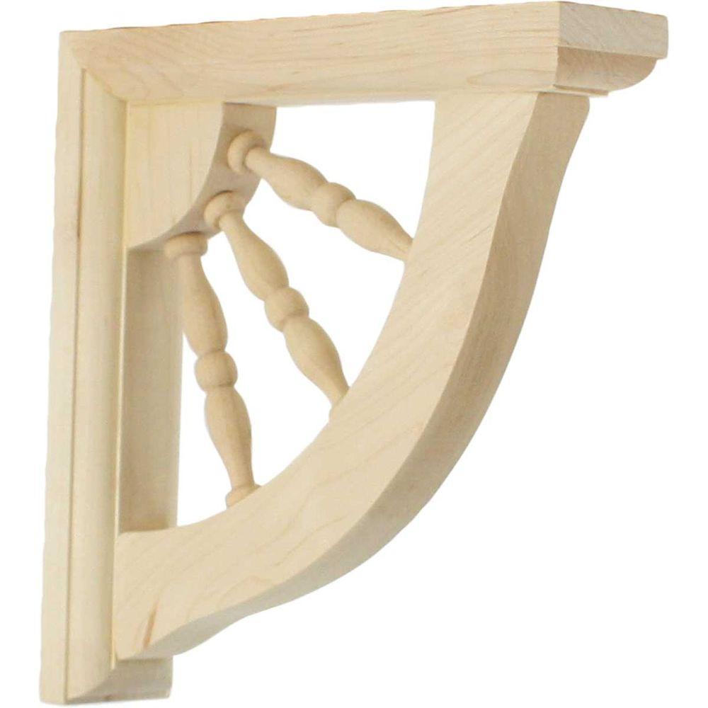 Rubberwood Ekena Millwork BKT01X07X07ADRW-CASE-6 1 1//2 W D x 7 H Andrea Wagon Wheel Bracket Piece 6-Pack