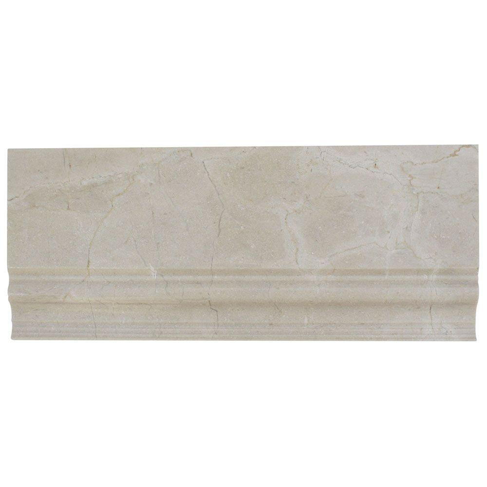 Tile Trim The Home Depot Crema Marfil Base Molding 4 75 In X 12 10 Mm Marble Mosaic