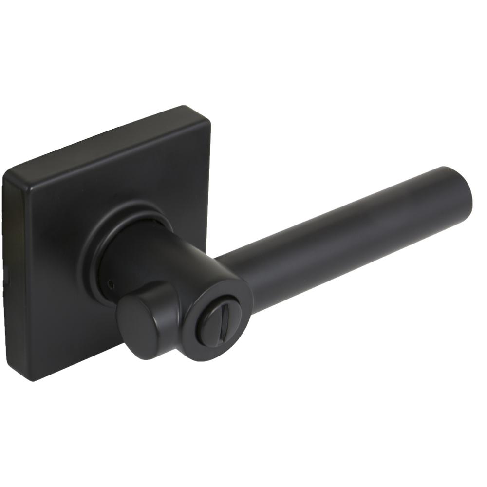 Defiant Woodbridge Matte Black Privacy Door Lever with Square Rose
