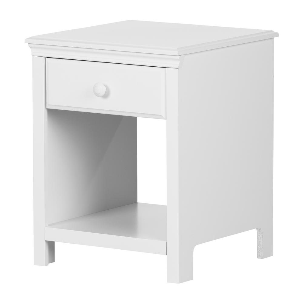 South Shore Cotton Candy 1 Drawer Pure White Nightstand 12141 The Home Depot