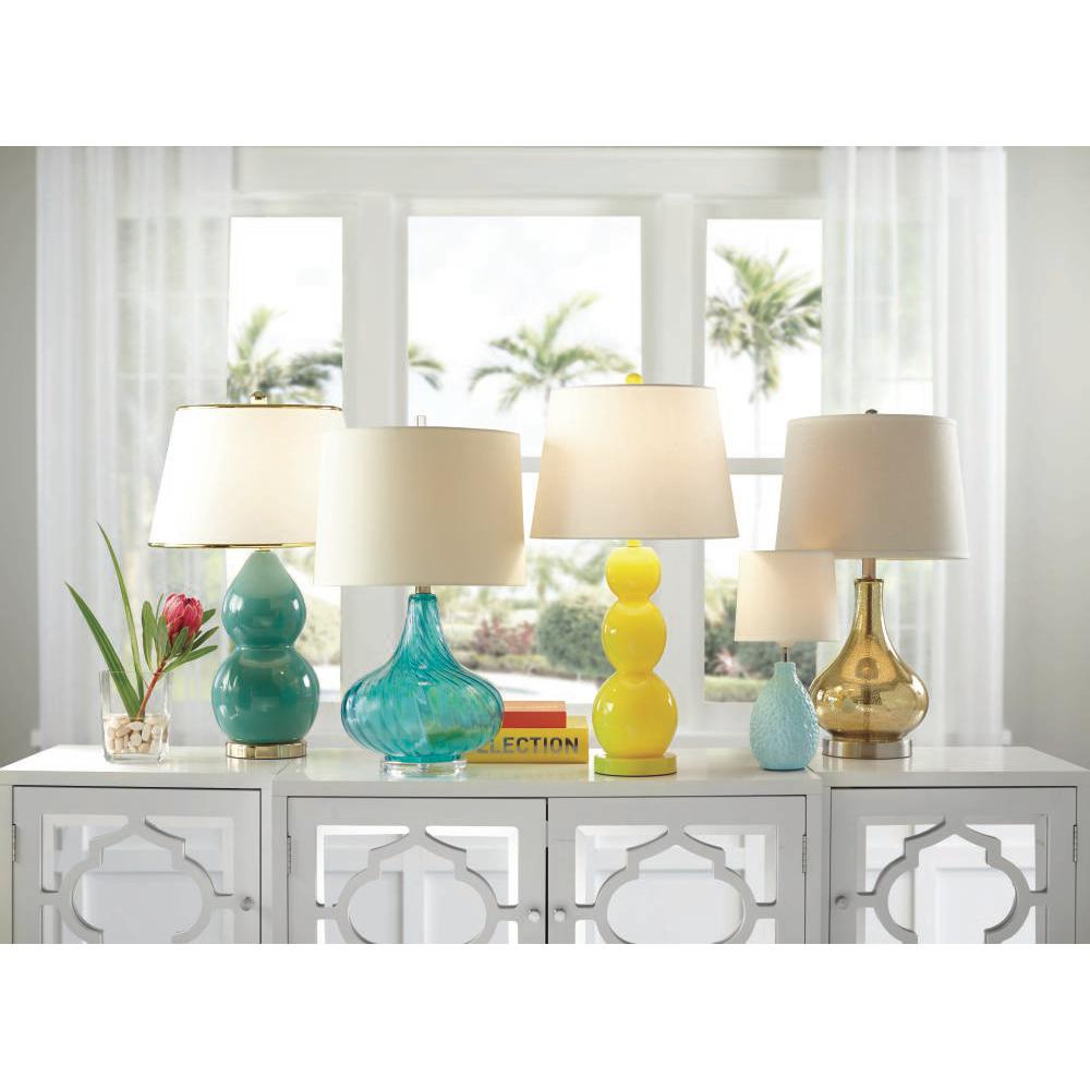 Elegant Designs 24 In Light Blue Glass Table Lamp With Fabric Shade Lt3214 Blu The Home Depot Light Blue Glass Table Lamp, Glass Lamp Shades At Home Depot