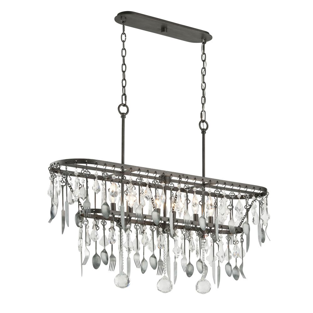 Troy Lighting Bistro 6 Light Graphite Pendant F3804 The Home Depot Troy Lighting Bistro 6 Light Graphite Pendant