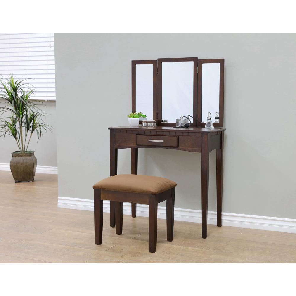 Homecraft Furniture 3 Piece Espresso Vanity Set Mh206 The Home Depot